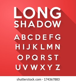  Long Flat Shadow Alphabet On Red Background