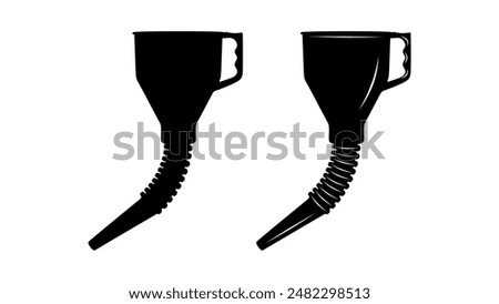 Long Flexible Funnel With Hose, black isolated silhouette