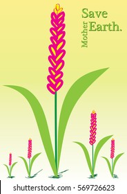 long flowers with green leaves-save mother earth
