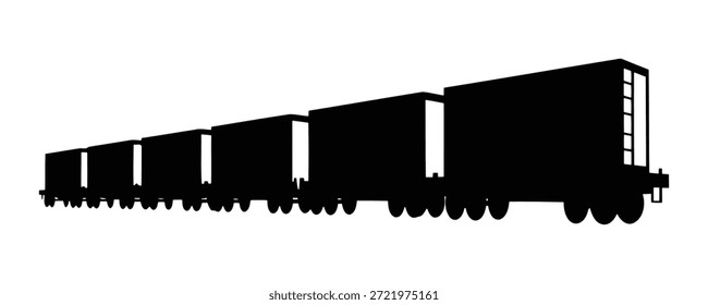 Silueta larga de la logística del tren de carga, transporte ferroviario pesado de la carga para el envío global y la industria