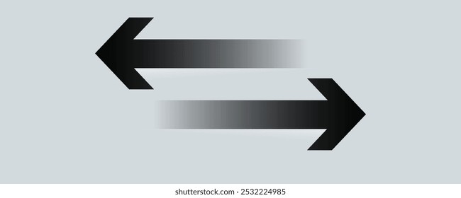 Larga flecha GBlack apuntando a la derecha. Vector ilustrationray Sombras de flecha encubierta Cabecera gris