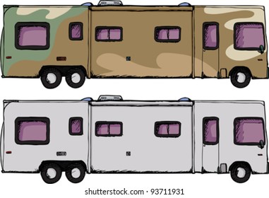 Long generic recreational vehicle isolated over white