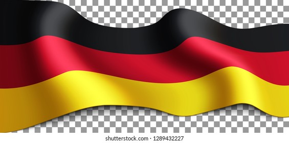 Long German flag on transparent background. Flag for any illustrations related to the holidays of Germany and in general with the country. Vector illustration.