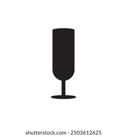 Long glass flat icon vector illustration isolated on white background, wine glass silhouette. 
