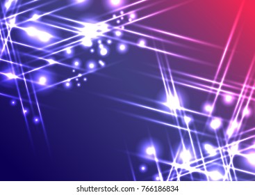 Long glowing lines. Luminous lines on a purple background - vector.