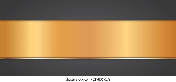 long gold colored ribbon banner with gold frame on dark background