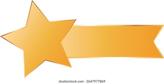 long gold colored ribbon banner with gold frame and star shape gold banner	
