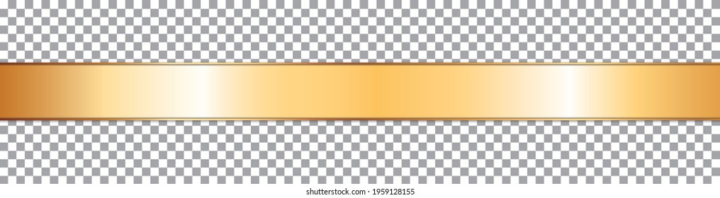 long gold ribbon banner with gold frame on transparent background