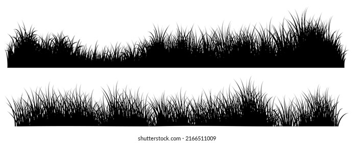 long grass, meadow silhouette vector