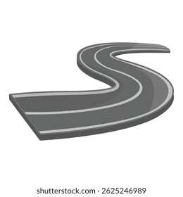 Long, gray road winding its way through the landscape
