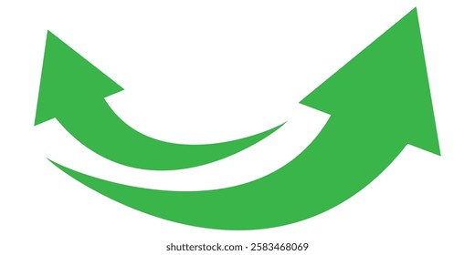 Long green curved arrow icon vector. Long arrow vector. Flat style green arrow symbol. green long curved arrow eps 888