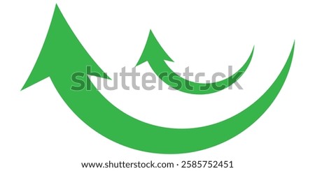 Long green curved arrow icon vector. Long arrow vector. Flat style green arrow symbol. green long curved arrow design eps 10 