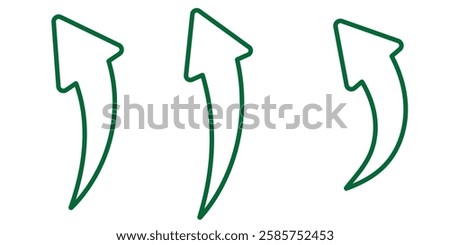 Long green curved arrow icon vector. Long arrow vector. Flat style green arrow symbol. green long curved arrow design eps 10 