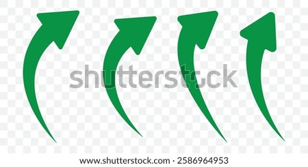 Long green curved arrow icon vector. Long arrow vector. Flat style green arrow symbol. green long curved arrow. EPS 10.