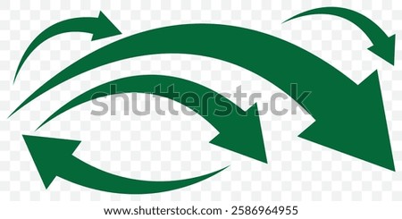 Long green curved arrow icon vector. Long arrow vector. Flat style green arrow symbol. green long curved arrow. EPS 10.