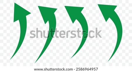 Long green curved arrow icon vector. Long arrow vector. Flat style green arrow symbol. green long curved arrow. EPS 10.