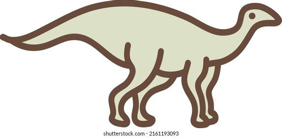 Long green dinosaur, illustration, vector on a white background.