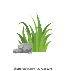 Long green grass with stones all around vector illustration