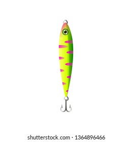 Long green lime fishing bait with double hook