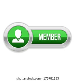 Long green member button with metallic border