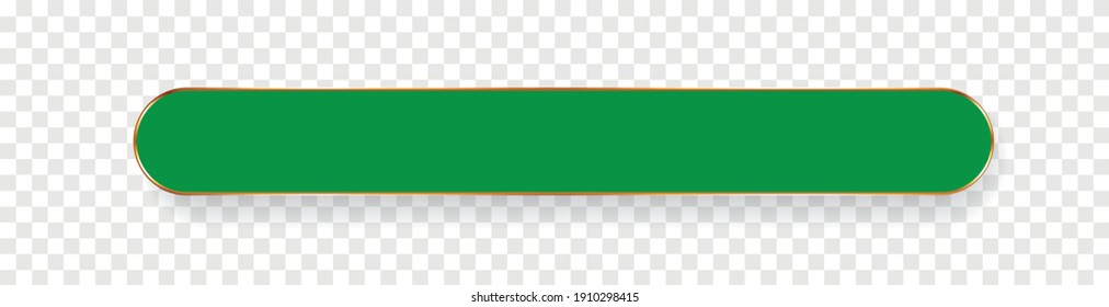 long green ribbon banner with gold frame on transparent background	