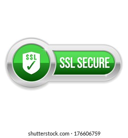 Long green secure button with metallic border