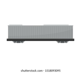 Long Grey Rail Tank For Transportation Industrial Goods Flat Vector Illustration