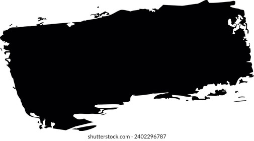 Long grunge background for text. Black vector brush strokes. Smear of ink paint on a white background. For banner and postcard design.