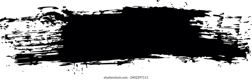 Fondo grueso largo para el texto. Atracciones de pincel vectorial negro. Una mancha de pintura con tinta sobre un fondo blanco. Para diseño de banner y postales.