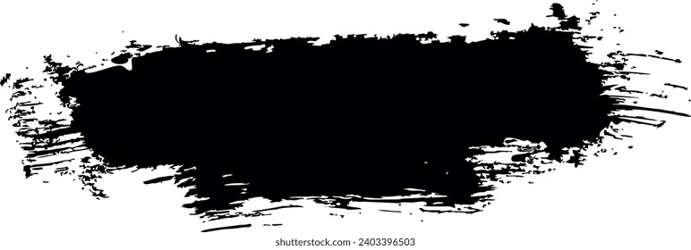 Long grunge background for text. Black vector brush strokes. Smear of ink paint on a white background. For banner and postcard design.