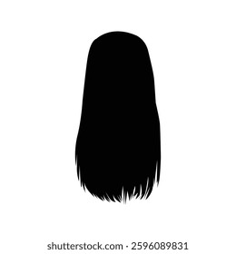 Long Hair Black silhouette illustration on whtie background Vol 03