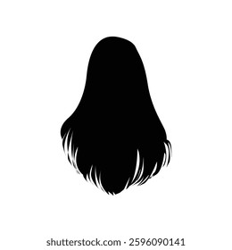 Long Hair Black silhouette illustration on whtie background Vol 02