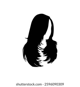 Long Hair Black silhouette illustration on whtie background Vol 01