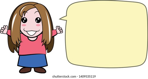 A long hair girl and text box