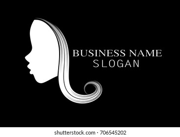 long hair lady face vector design