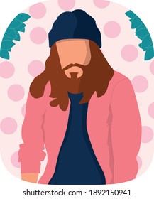 Long Hair Men With Beanie Illustration