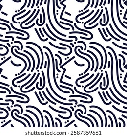 Long hair person seamless pattern