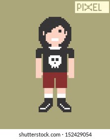 long hair rocker dude pixel art character