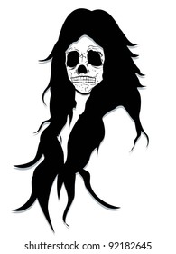 long hair skull queen ugly face like satan