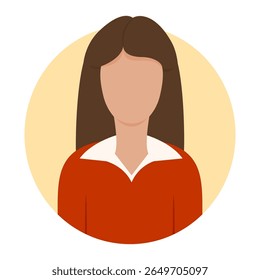 long hair woman avatar, businesswoman, vector