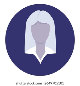 long hair woman avatar, businesswoman, vector