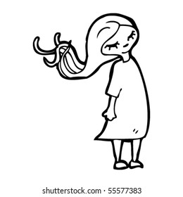 long hair woman cartoon