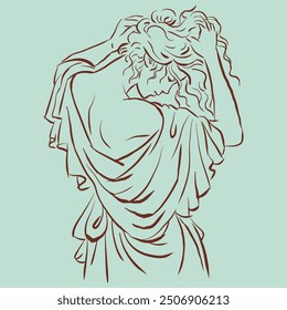Long hair woman in dress vector for card, decoration, illustration 