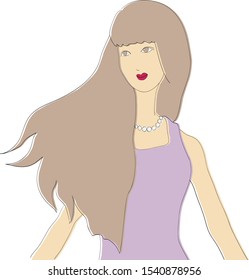 Long hair woman in formal dress