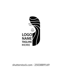 long hair woman logo design vector