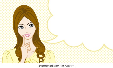 Long Hair women talking, speech bubble