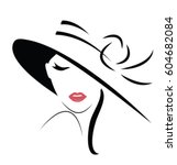 Long haired beautiful woman in hat. Vector