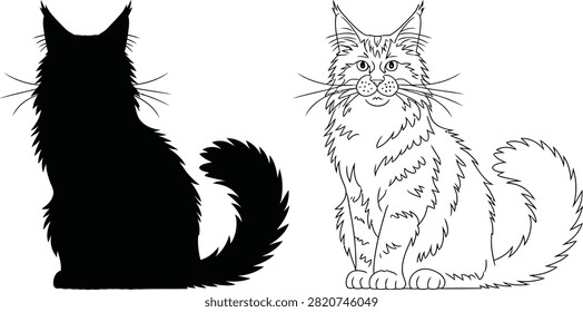 Long haired cat silhouette