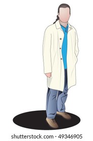 Long haired man is standing.