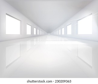 Long hall. Vector illustration.